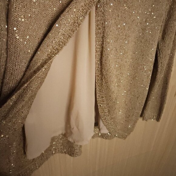 Zara Women's Gold Sparkle Sweater With Silky Back Detail Medium - Picture 4 of 9
